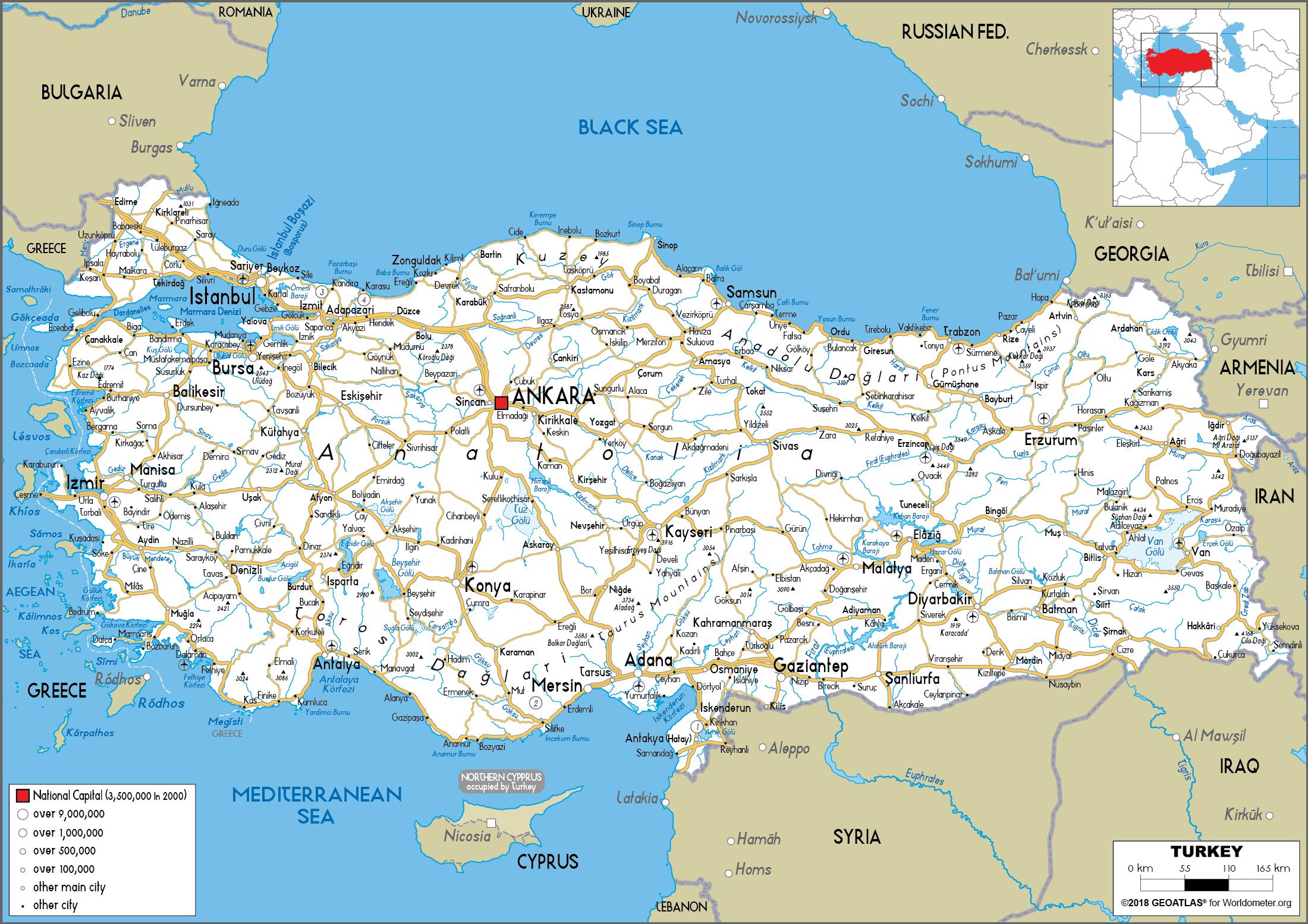 Turquie Carte   Türkiye Carte (Asie De L'Ouest   Asie)