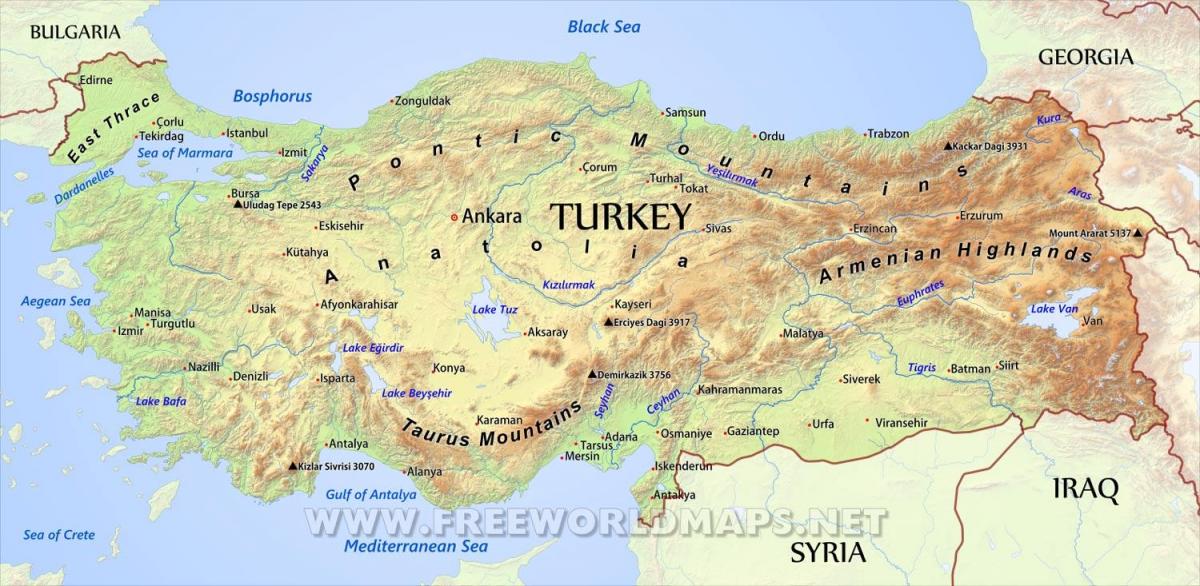 Carte géographique de la turquie