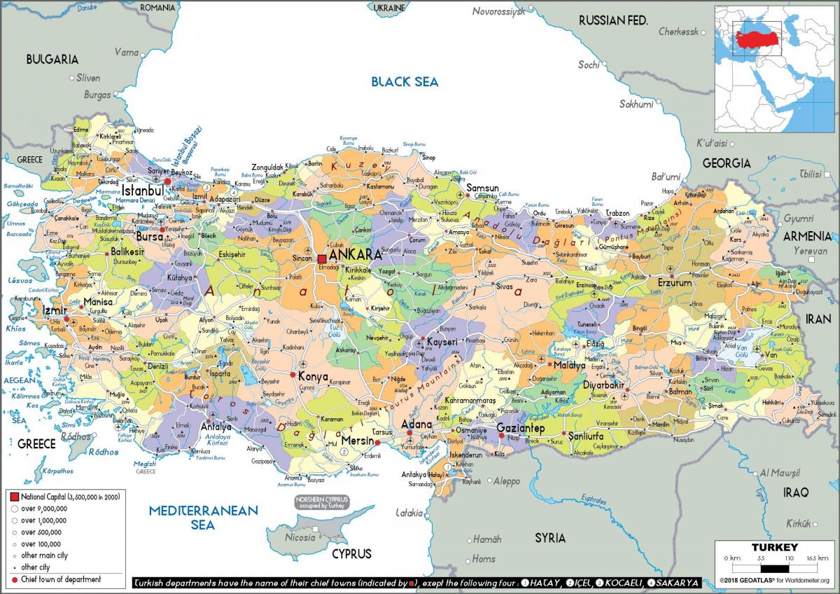 carte de la Turquie politique