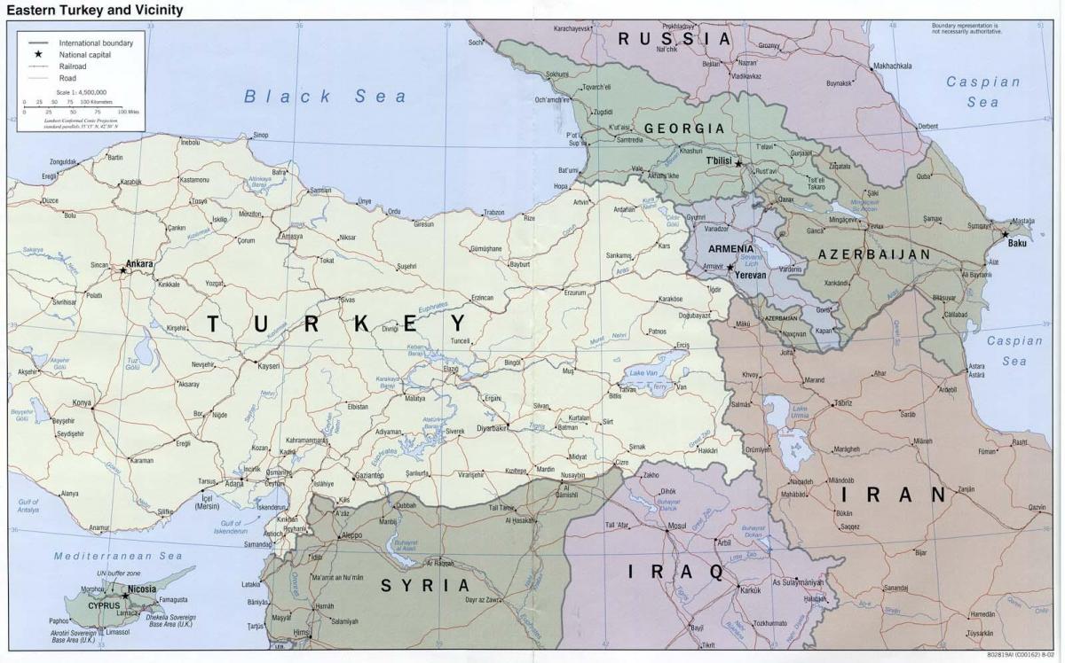 carte de l'est de la Turquie