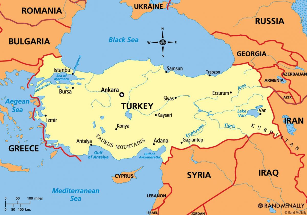 carte de la Turquie continent