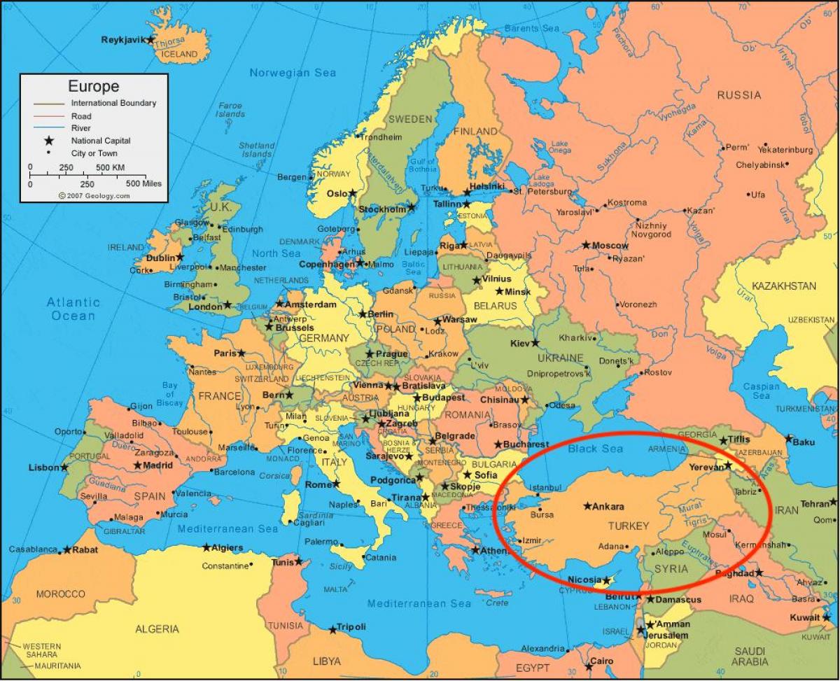 carte de la Turquie d'europe