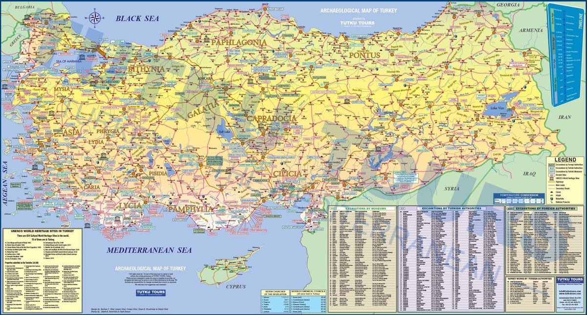 sites archéologiques en Turquie carte