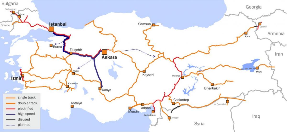 carte de la Turquie train