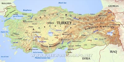Carte géographique de la turquie