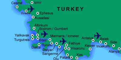 Les meilleures plages en Turquie carte