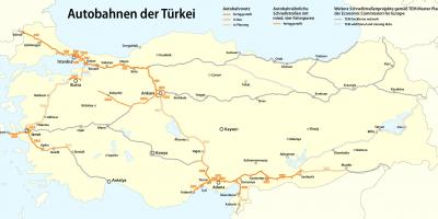 Carte de la Turquie de l'autoroute