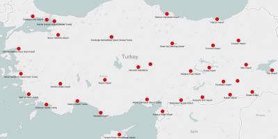 Carte de la Turquie montrant les aéroports