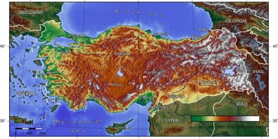 Carte de la Turquie d'élévation