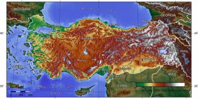 Carte de la Turquie d'élévation