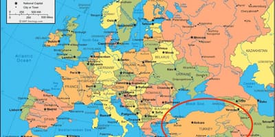 Carte de la Turquie d'europe